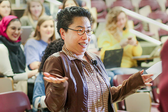 Jung Ha-Brookshire with students in background